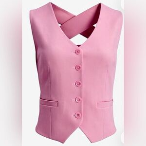 Express Pink Cross-Back Button-Up Top cross back vest
